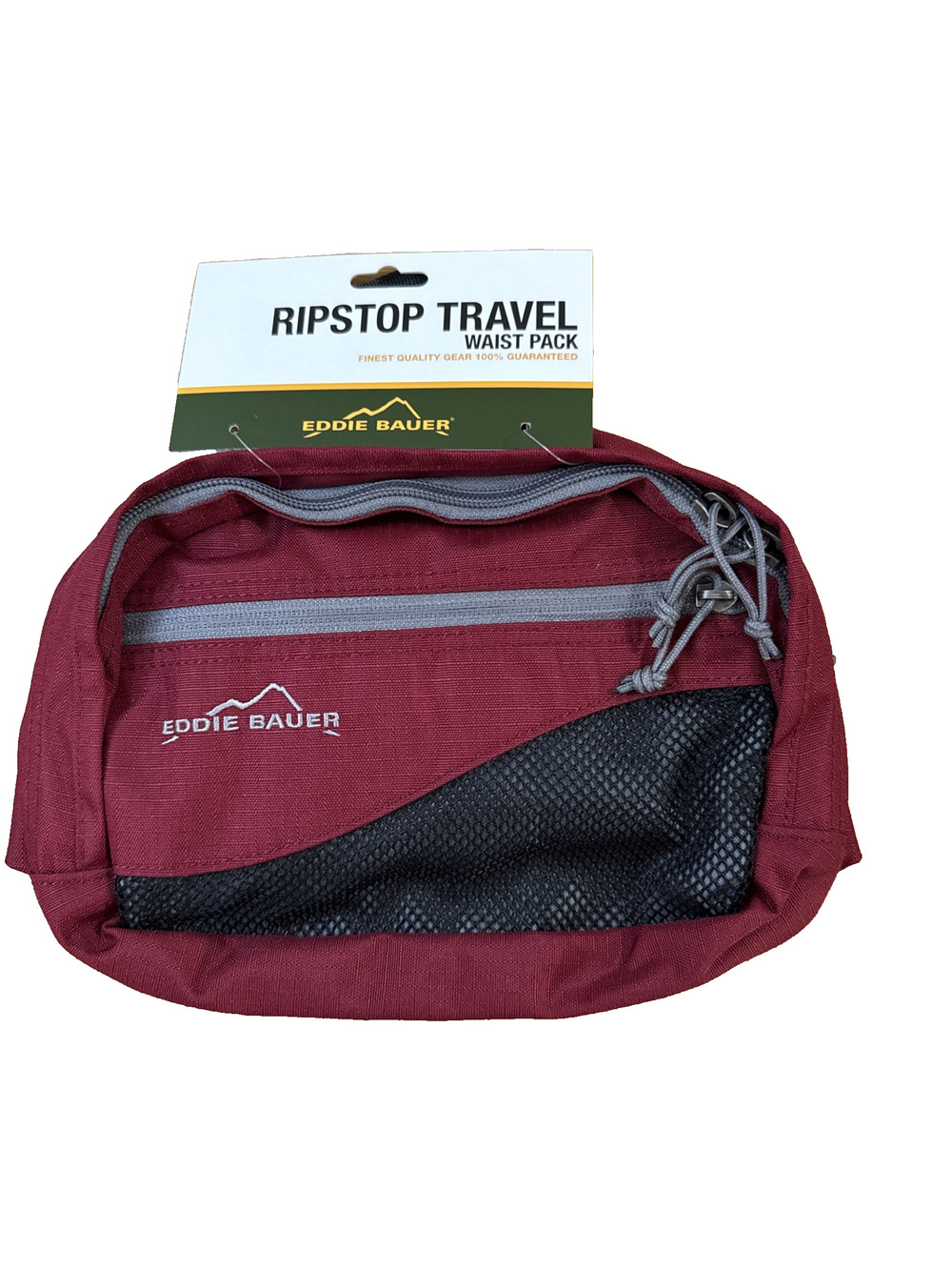Eddie Bauer Stowaway Packable Waist Pack Maroon Ripstop Fanny Sling Travel Bag